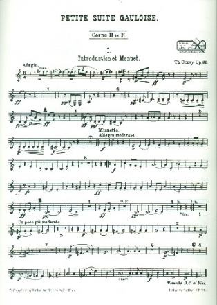 Petite suite gauloise op.90: pour flute, 2 hautbois, 2 clarinettes, 2 cors et 2 bassons,    Stimmensatz
