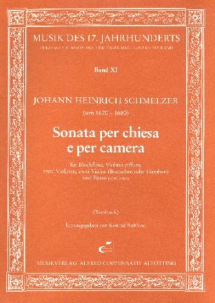Sonata per chiesa e per camera fr Blockflte, Violine piffaro, 2 Violinen, 2 Violen und Bc Partitur