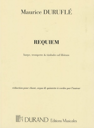 Requiem op.9 pour soli, choeurs, orgue, orchestre reduit partition d'orchestre