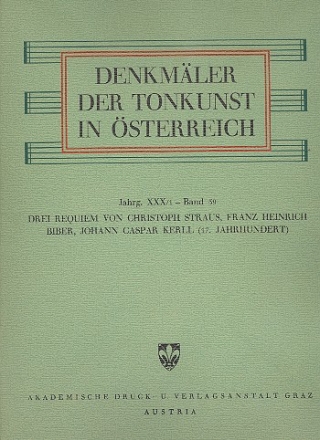 3 Requiem von Christoph Straus, Franz Heinrich Biber, Johann Caspar Kerll (17. Jahrhubndert) fr Soli, Chor, Orchester