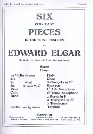 6 very easy pieces op.22 fr Streichorchester Grosse Partitur - Archivkopie