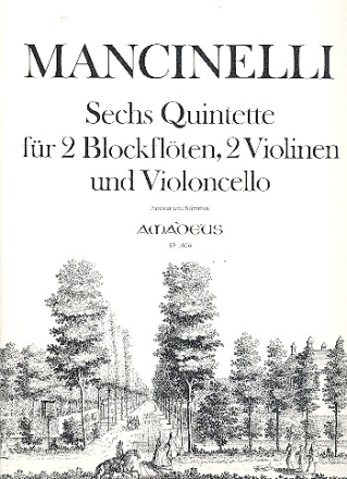 6 Quintette fr 2 Blockflten, 2 Violinen und Violoncello Partitur und Stimmen