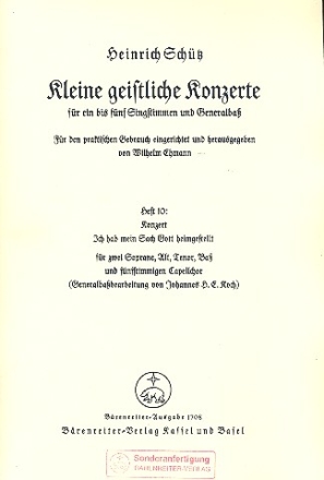 Kleine geistliche Konzerte Band 10 fr 2 Soprane, Alt, Tenor, Ba und 5-stg. Kapellchor