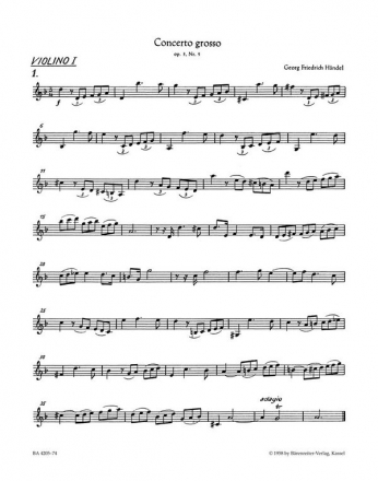 Concerto grosso d-Moll op.3,5 HWV316 fr Orchester Violine 1