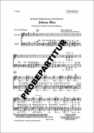 Johnny Blue f�r M�nnerchor und Klavier Partitur (=Einzelausgabe)