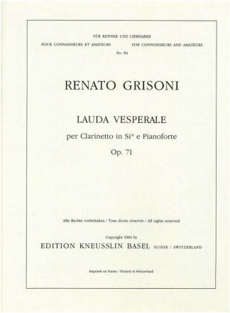 Lauda vesperale op.71 per clarinetto in sib Partitur und Stimme