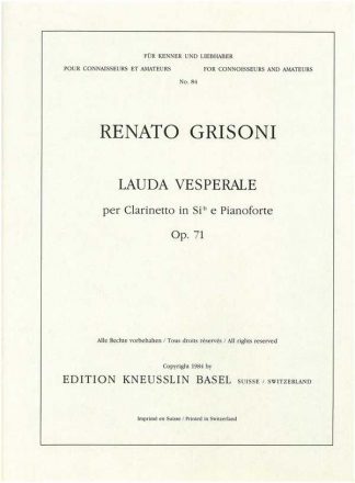 Lauda vesperale op.71 per clarinetto in sib Partitur und Stimme