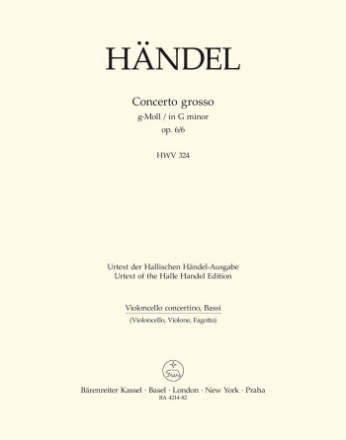 Concerto grosso g-Moll op.6,6 HWV324 fr Orchester Cello/Ba
