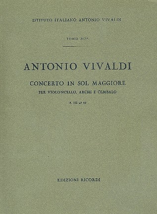 Concerto sol maggiore RV114 per violoncello e archi partitura