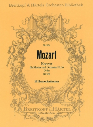 Konzert Nr. 16 D-Dur KV451 fr Klavier und Orchester Harmonie