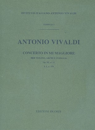 Concerto mi maggiore per violino e archi, op. 3:11/FI:149 partitura