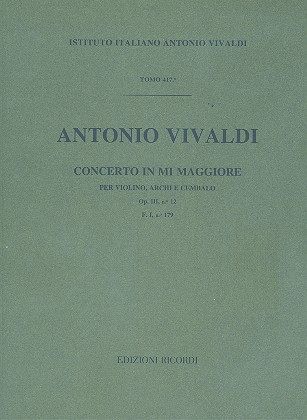 Concerto mi maggiore per violino e archi, op. 3:11/FI:149 partitura