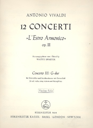 Concerto G-Dur op.3,3, fr Violine und Streicher Violine solo