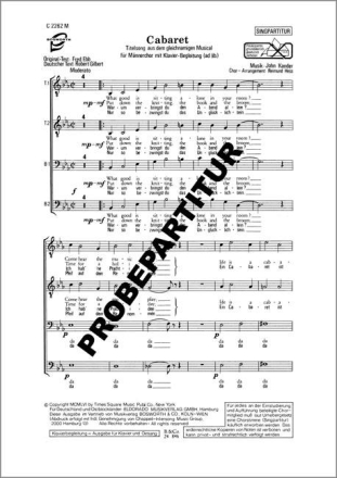 Cabaret f�r M�nnerchor (TTBB) und Klavier Chorpartitur