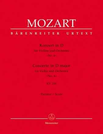 Konzert D-Dur Nr.4 KV218 fr Violine und Orchester Partitur