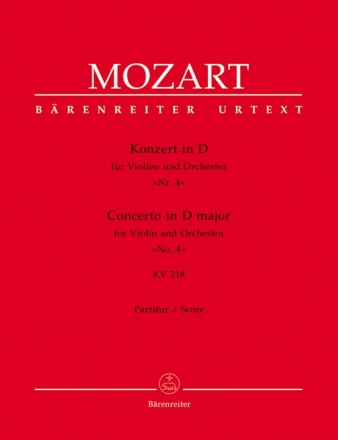 Konzert D-Dur Nr.4 KV218  fr Violine und Orchester Partitur