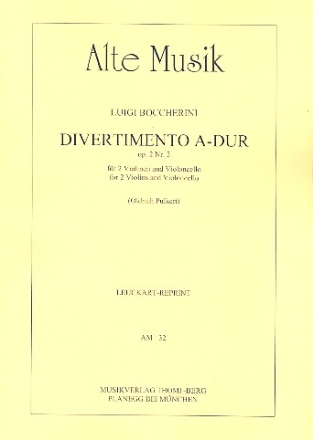 Divertimento A-Dur op.2,3 fr 2 Violinen und Violoncello Partitur und 3 Stimmen