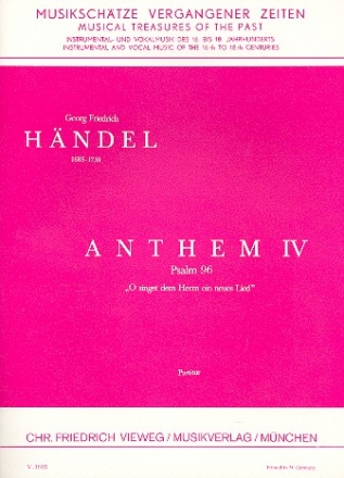 Anthem 4 - O singet dem Herrn ein neues Lied fr gem Chor und Partitur