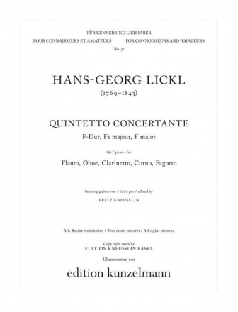 Quintetto concertante F-Dur fr Flte, Oboe, Klarinette, Horn und Fagott Stimmen
