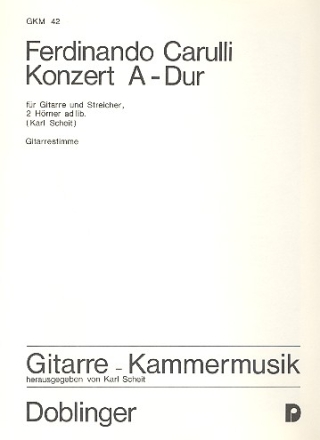 Konzert A-Dur fr Gitarre und Streicher, 2 Hrner ad lib. Gitarre Solostimme