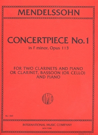 Concert Piece f minor no.1 op.113 for 2 clarinets and piano or clarinet bassoon and piano