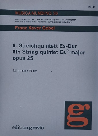 Streichquintett Es-Dur Nr.6 op.25 fr Violine, Viola, 2 Violoncelli, oder Vc u. Kontrabass Stimmen