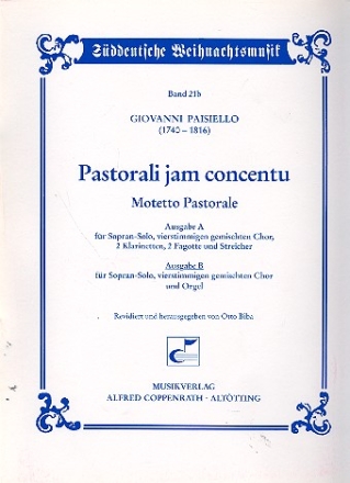 Pastorali jam concentu Motetto pastorale Ausgabe B fr Sopran und Chor Orgel