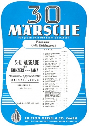 30 Mrsche fr Salonorchester Posaune / Cello