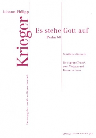 Es stehe Gott auf fr Sopran (Tenor), 2 Violinen und Bc Partitur und Stimmen