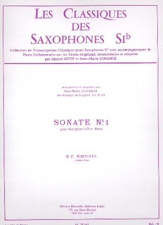 Sonate no.1 pour saxophone si b et piano