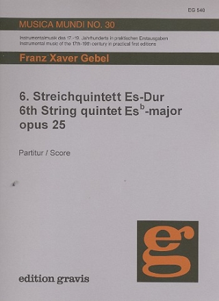 Quintett Es-Dur Nr.6 op.25 fr 2 Violinen, Viola und 2 Violoncelli Partitur