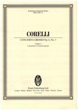 Concerto grosso c-moll Nr.3 op.6,3 fr 2 Violinen, Violoncello, Streicher und Bc Violine 1