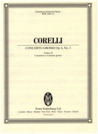 Concerto grosso c-moll Nr.3 op.6,3 fr 2 Violinen, Violoncello, Streicher und Bc Violine 2