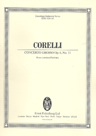 Concerto grosso B-Dur Nr.11 op.6,11 fr 2 Violen, Violoncello und Streichorchester Partitur (= Bc)