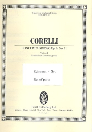 Concerto grosso B-Dur Nr.11 op.6,11 r 2 Violinen, Violoncello und Streichorchester Stimmensatz