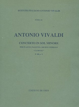 Konzert g-moll F.XII:5 fr Flte, Fagott, Streicher und bc Partitur