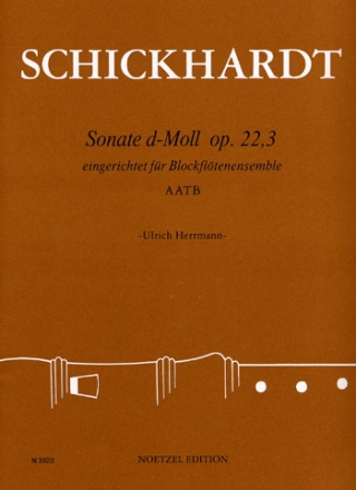 Sonate d-Moll op.22,3 fr 4 Blockflten (AATB) Partitur und Stimmen