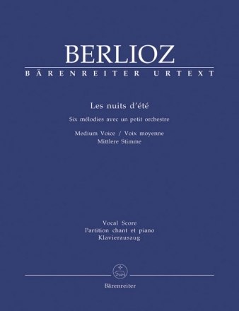 Les nuits d't 6 Lieder fr mittlere Singstimme und Orchester Klavierauszug (fr)