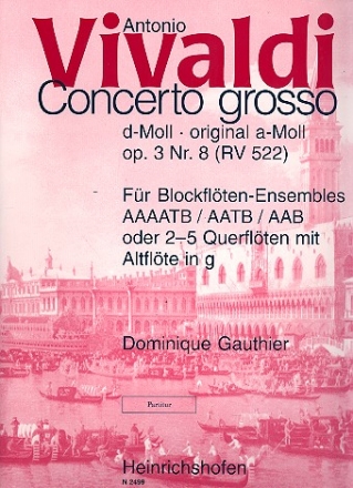 Concerto grosso d-Moll op.3,8 RV522 fr AAAATB (AATB/AAB) Blockflten (oder 2-5 Querflten und Altflte in G) Partitur