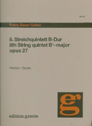 Quintett B-Dur Nr.8 op.27 fr 2 Violine, Viola und 2 Violoncelli Partitur