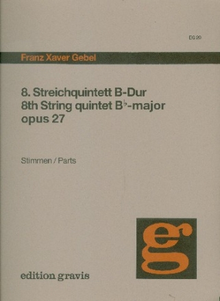 Quintett B-Dur Nr.8 op.27 fr 2 Violinen, Viola und 2 Violoncelli Stimmen