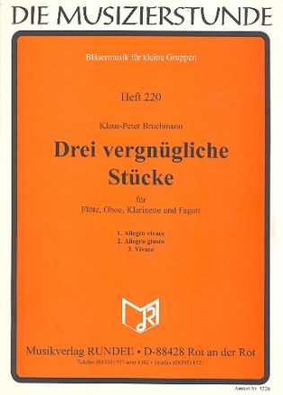 3 vergngliche Stcke fr Flte, Oboe, Klarinette und Fagott Partitur und Stimmen