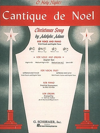 Cantique de Noel in C major for medium low voice and organ (en/fr) Christmas Song