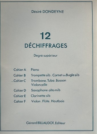 12 dchiffrages vol.C pour trombone (tuba, basson, cello) degre superieur