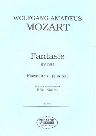 Fantasie KV594 fr 4 Klarinetten und Baklarinette Partitur und Stimmen