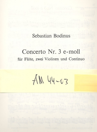 Konzert e-Moll Nr.3 fr Flte und Orchester Streicherset (3-3-0-2-1)