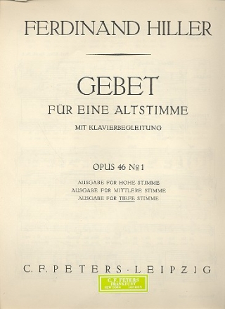 Gebet op.46,1 fr tiefe Singstimme und Klavier