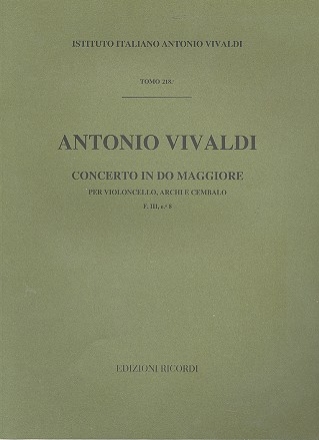 Concerto do maggiore F.III:8 per violoncello, archi e cembalo partitura