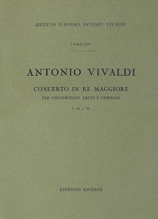 Konzert D-Dur F.III:20 fr Violoncello, Streicher und Bc Partitur