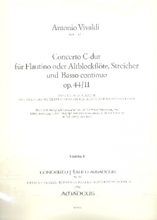 Concerto C-Dur op.44,11 fr Flautino (Altblockflte), Streicher und Bc Streicherset (3-3-2-3)
